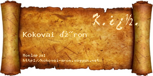 Kokovai Áron névjegykártya